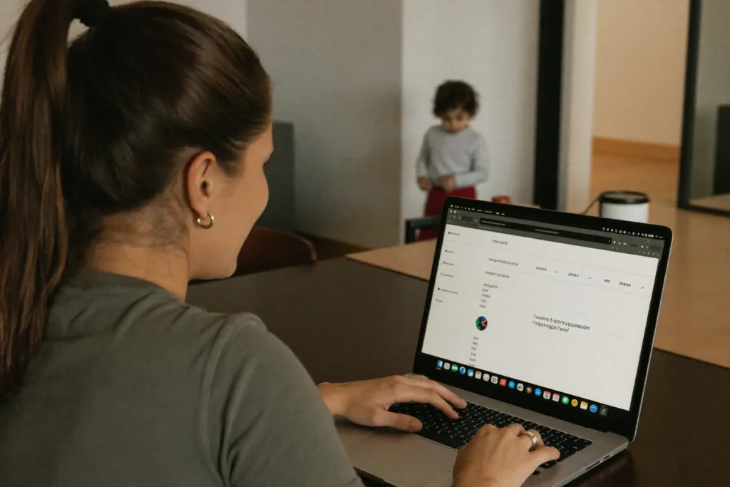 Platformă educațională cu feedback — părinte verificând rapoartele de progres ale copilului